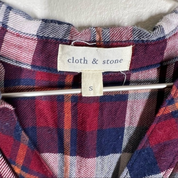 Cloth & Stone Plaid Button Up Popover Shirt Womens Size Small - Picture 4 of 9